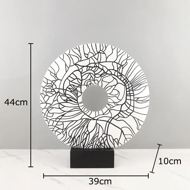 Modern white and black floral decorbites circle ornament living room