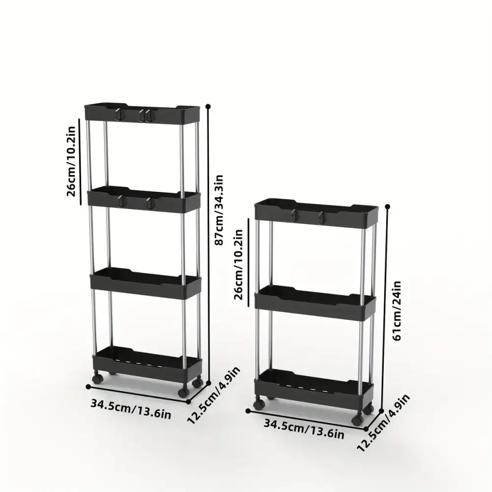 Modern white and chrome rolling utility cart bathroom storage rack