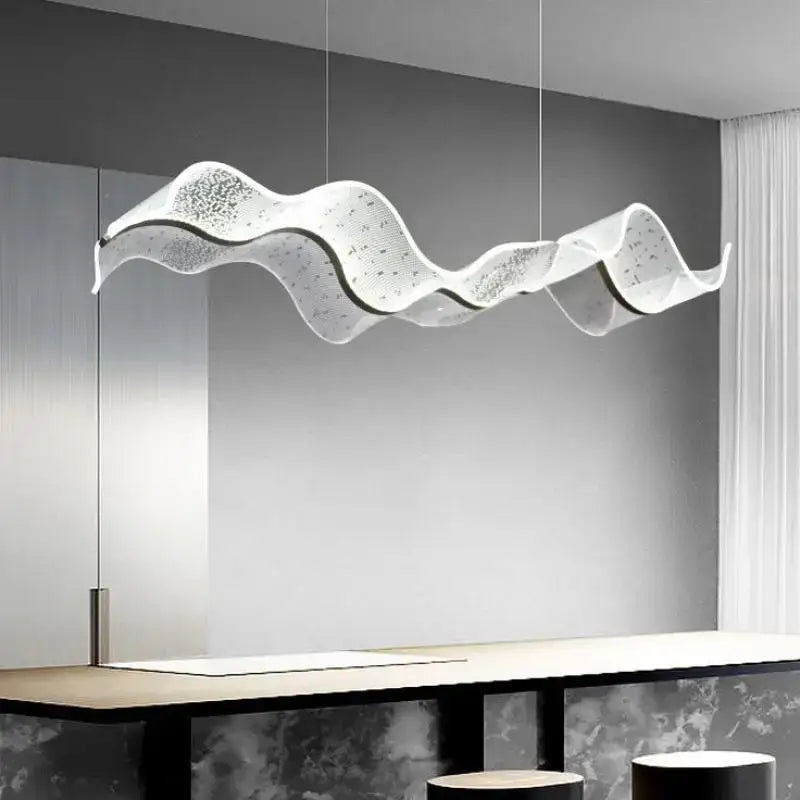 Modern white and gold acrylic ribbon led pendant – dining room light