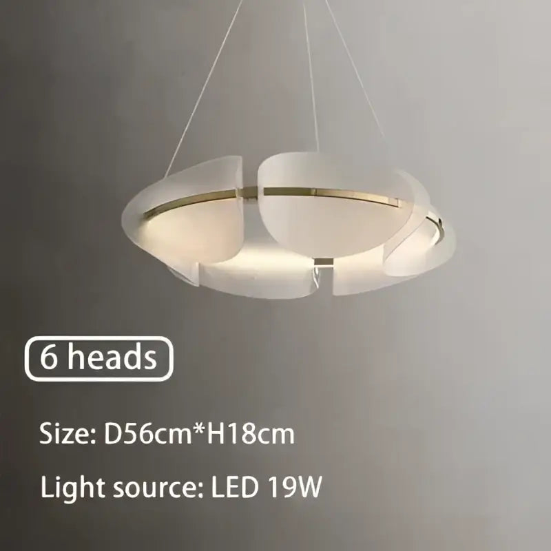 Modern white and gold circular led pendant light for living room