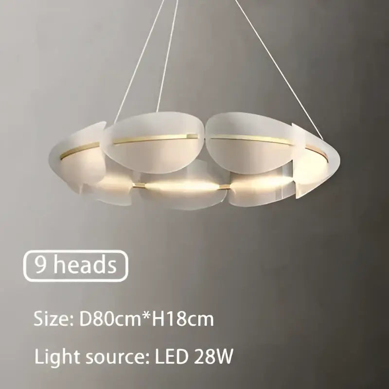Modern white and gold circular led pendant light for living room