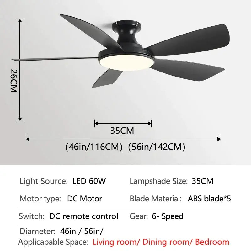 Modern white and light brown ceiling fan bedroom led light
