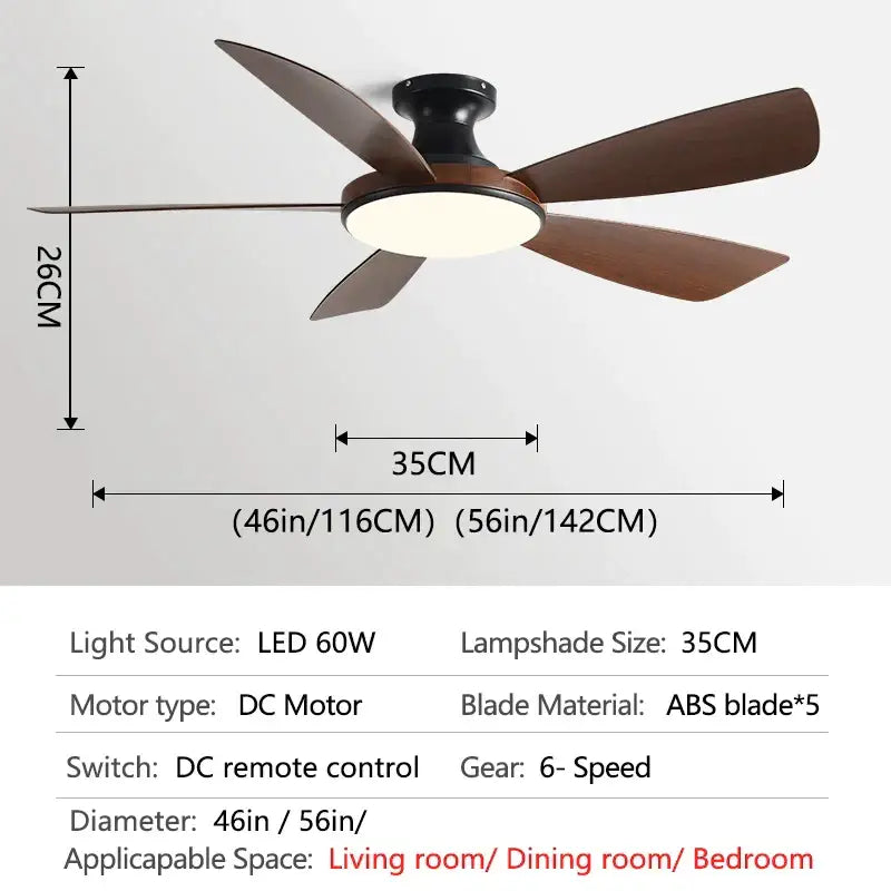 Modern white and light brown ceiling fan bedroom led light