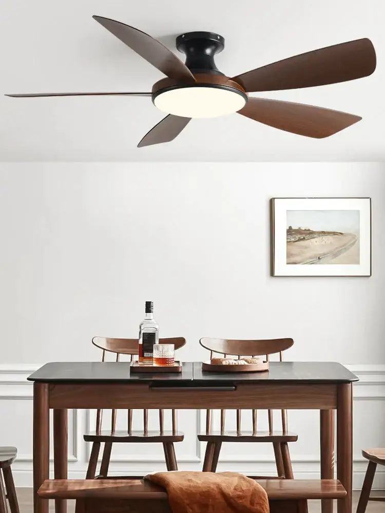 Modern white and light brown ceiling fan bedroom led light