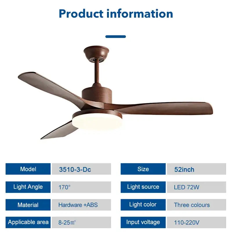 Modern white and light wood ceiling fan bedroom led lamp