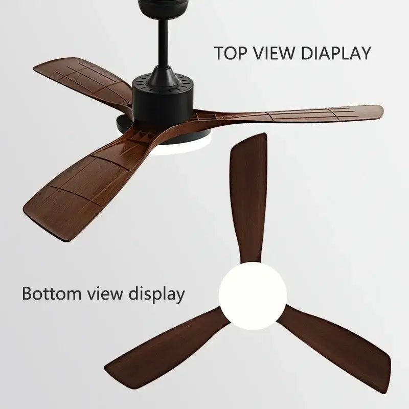 Modern white and light wood ceiling fan bedroom led lamp