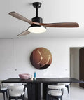 Modern white and light wood ceiling fan bedroom led lamp