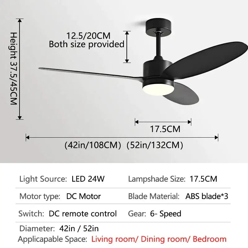 Modern white and light wood dc ceiling fan for dining room remote control