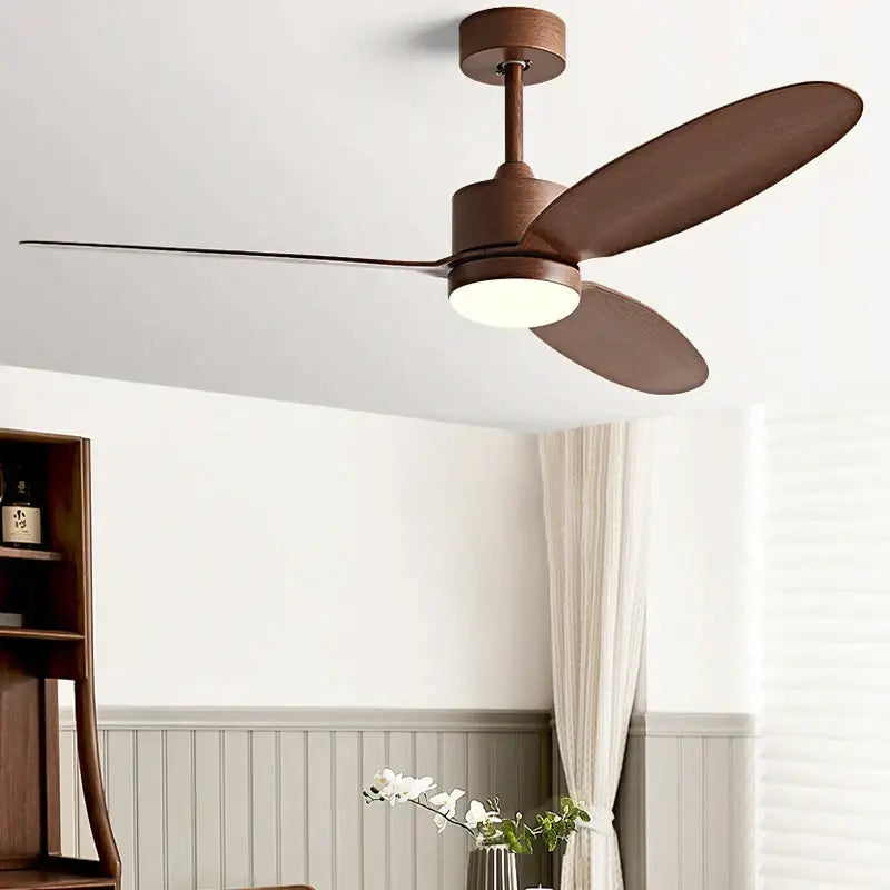 Modern white and light wood dc ceiling fan for dining room remote control