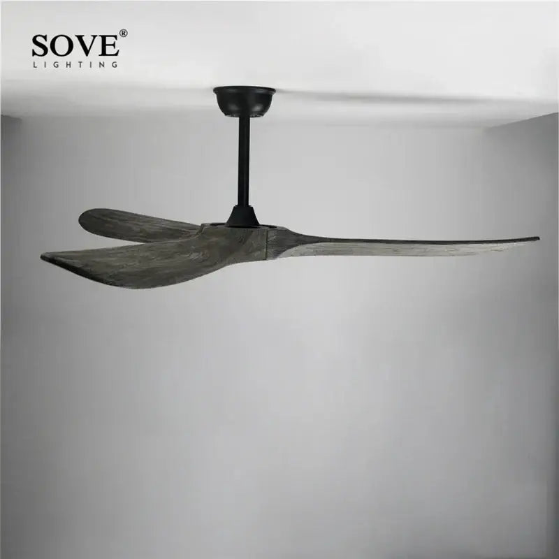 Modern white and light wood dc ceiling fan living room remote control