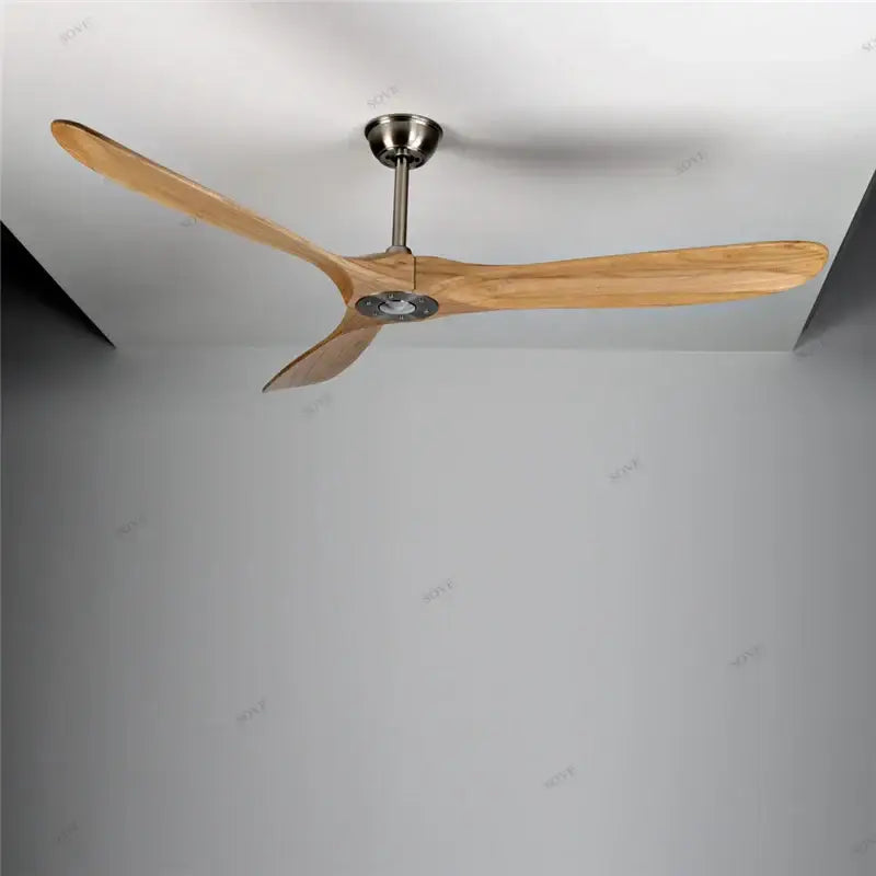 Modern white and light wood dc ceiling fan living room remote control