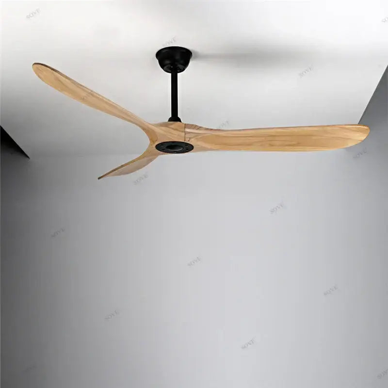 Modern white and light wood dc ceiling fan living room remote control