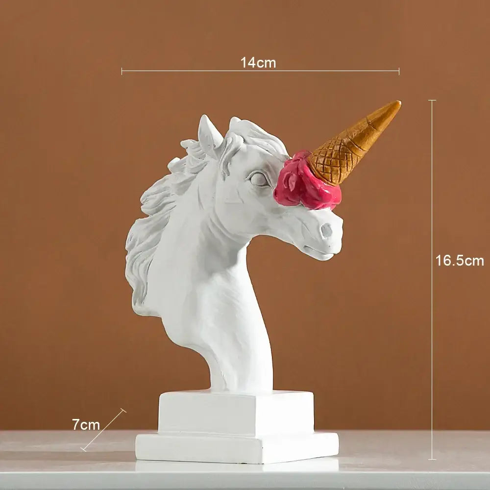 Modern white and pink ice cream horsehead statue living room decor
