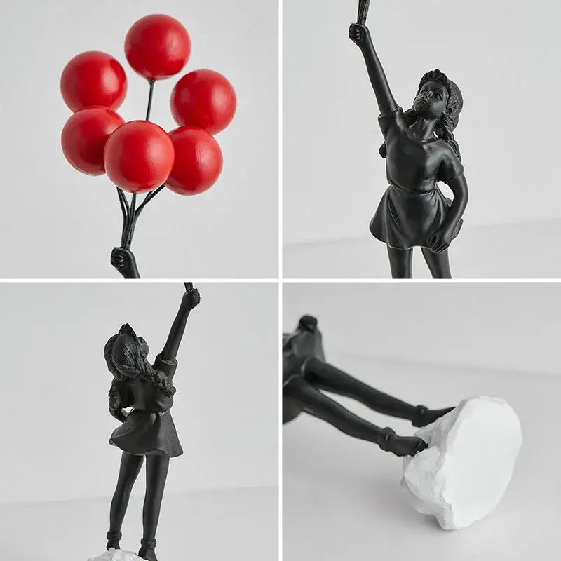 Modern white and red banksy girl balloon sculpture living room decor