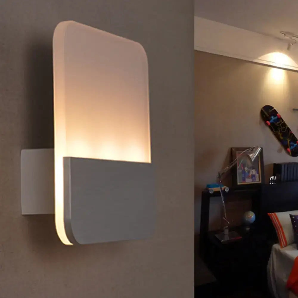 Modern white and silver led sconce light for bedroom warm glow