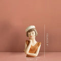 Modern white and tan balloon girl bust tray – living room sculpture