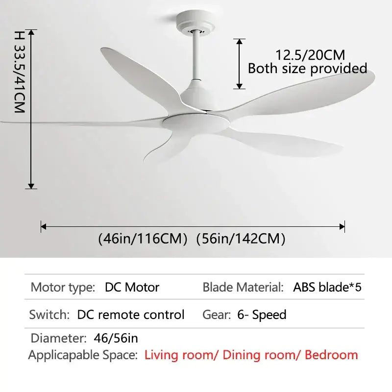 Modern white and wood 56-inch ceiling fan office electric fan
