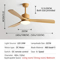 Modern white and wood blade dc ceiling fan with led light bedroom