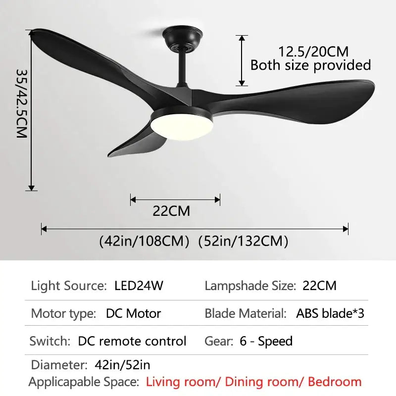 Modern white and wood ceiling fan living room led light