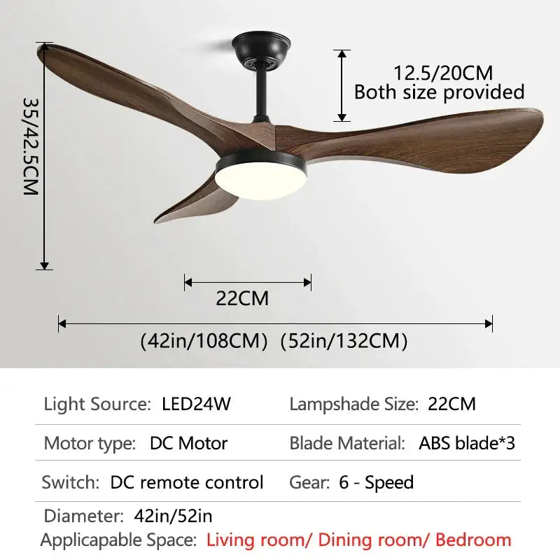 Modern white and wood ceiling fan living room led light