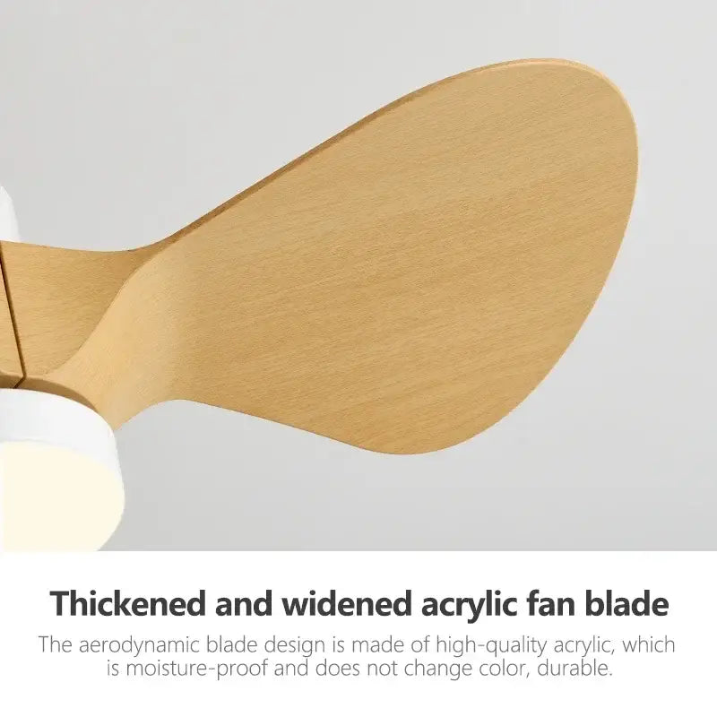 Modern white and wood mini ceiling fan bedroom led light