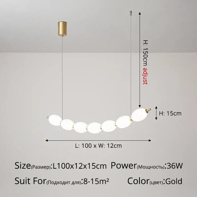 Modern white bead nordic chandelier dining room pendant light