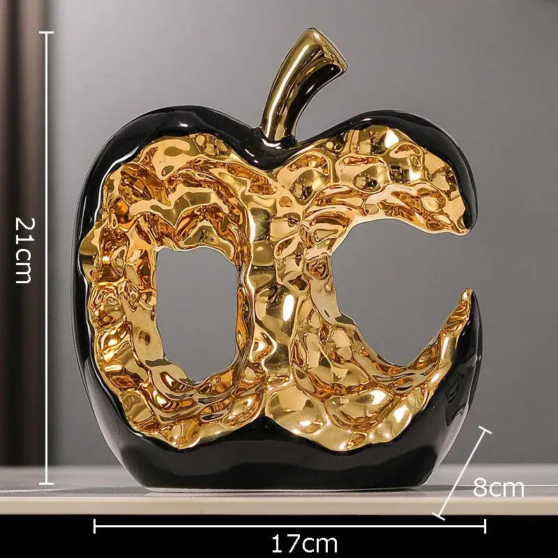 Modern white & black ceramic apple sculpture living room decoration