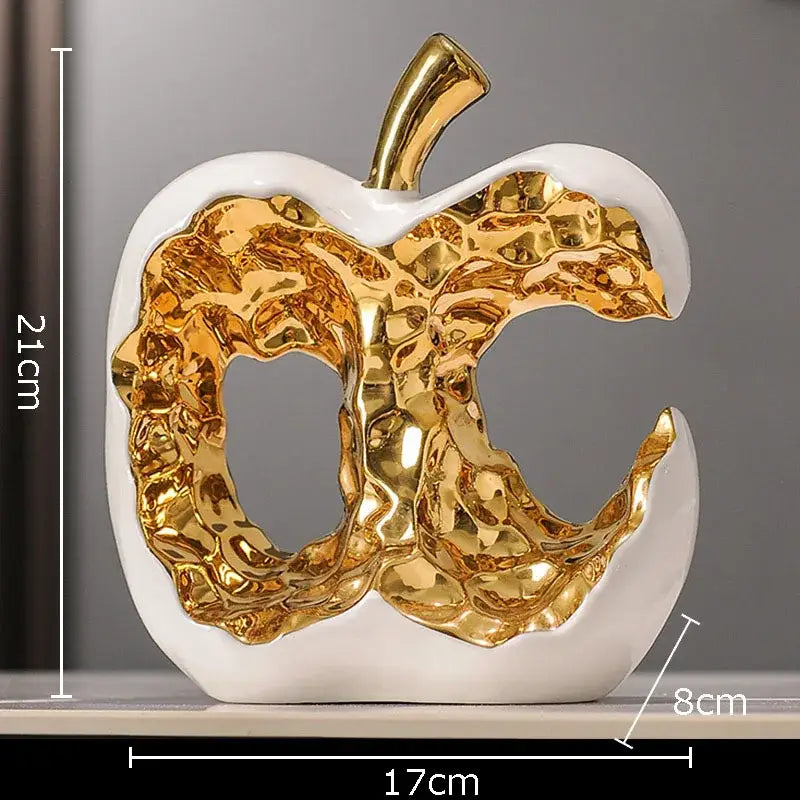 Modern white & black ceramic apple sculpture living room decoration