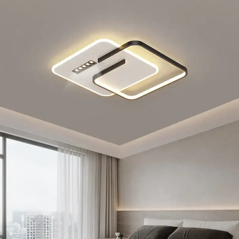 Modern white & black grille led chandeliers for living room