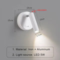 Modern white & black led wall lamp bedroom reading light