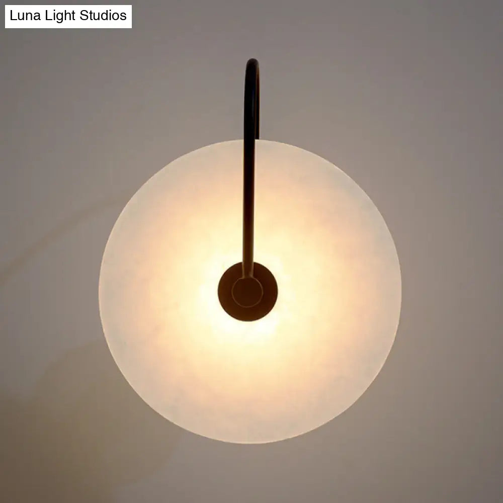Modern white & black led wall sconce – bedroom disc shade light