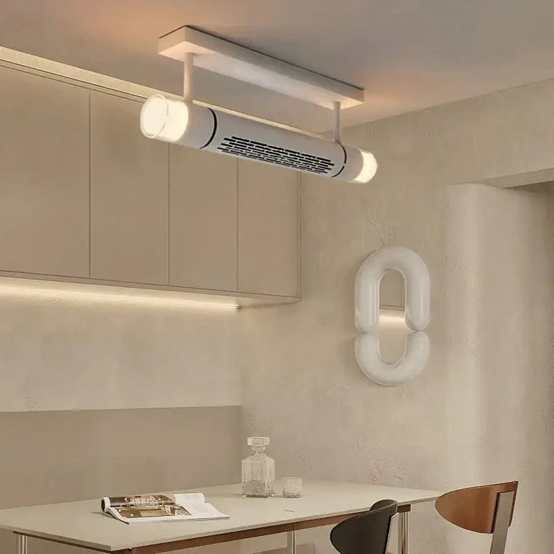 Modern white bladeless ceiling fan with led light for bedroom