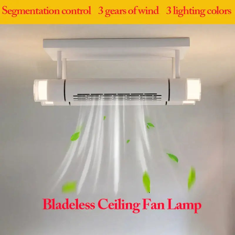 Modern white bladeless ceiling fan with led light for bedroom