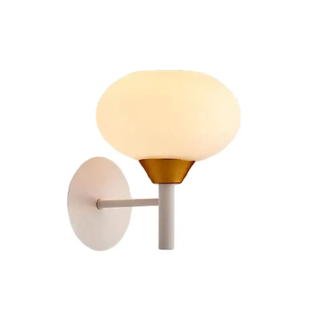 Modern white & brass opal glass wall sconce bedroom light