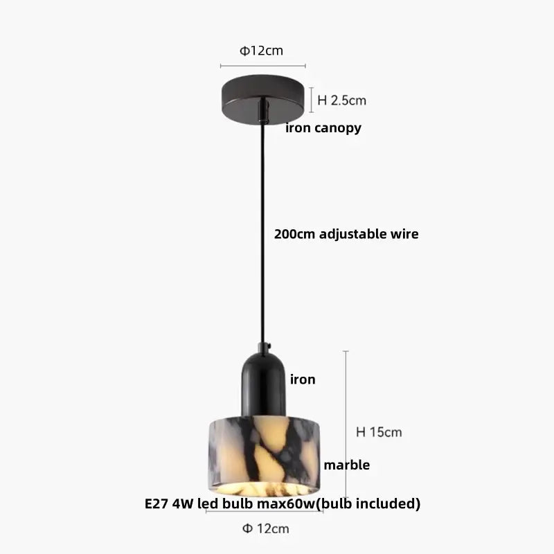 Modern white & brown marble glass pendant lamp dining room