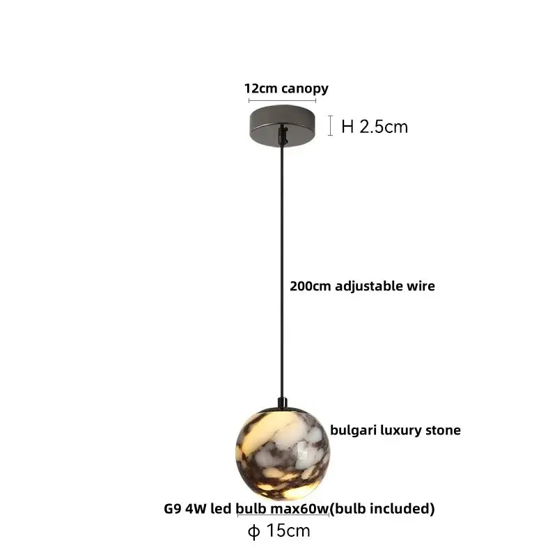 Modern white & brown marble glass pendant lamp dining room