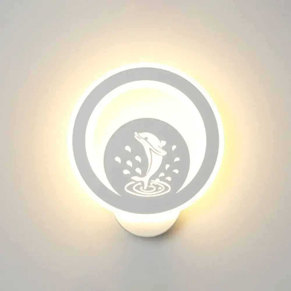 Modern white cartoon dog led wall light fixture 110v-120v bedroom