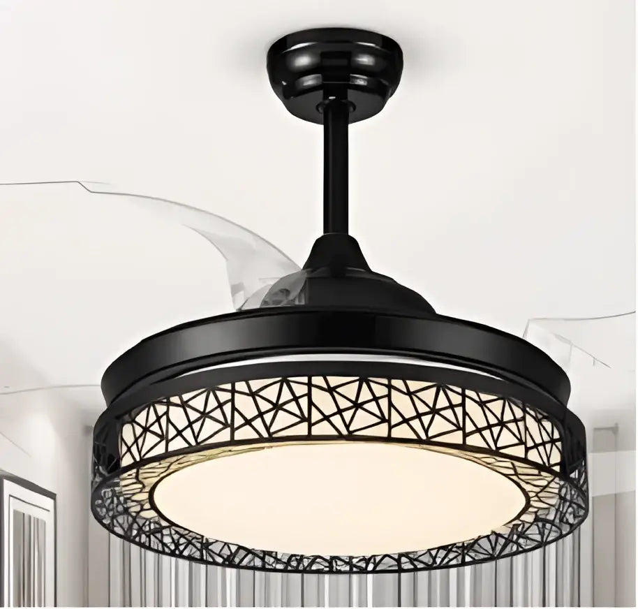 Modern white ceiling fan with led lights bedroom curved blades