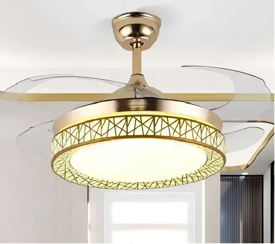 Modern white ceiling fan with led lights bedroom curved blades