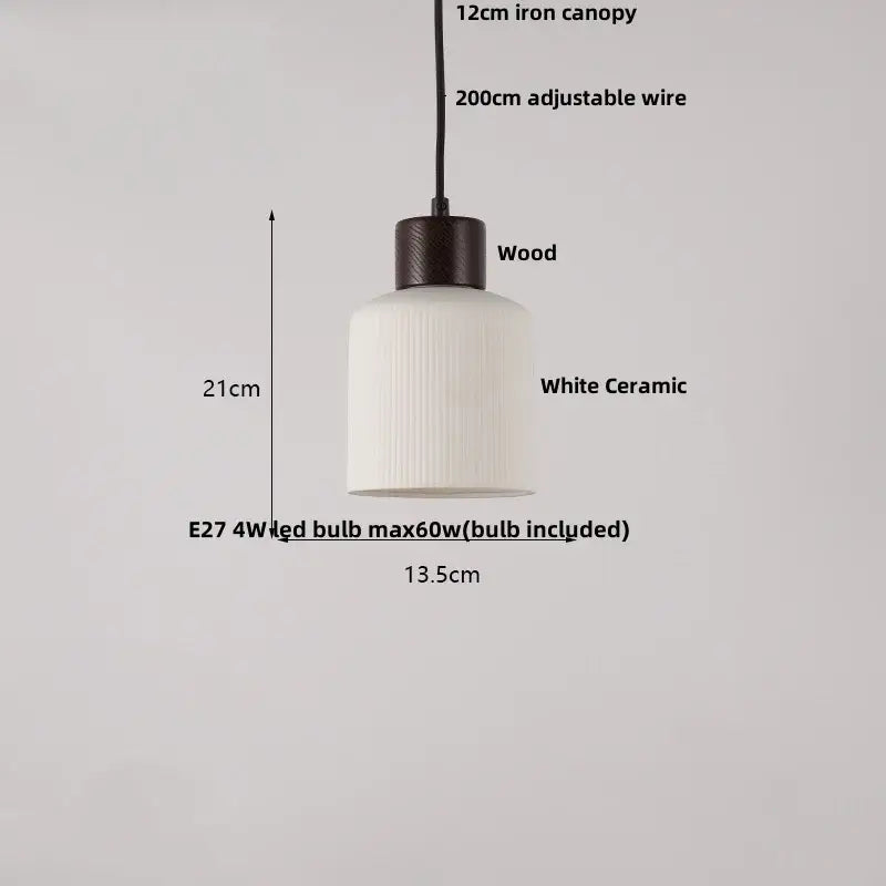 Modern white ceramic and wood pendant light fixture kitchen decor