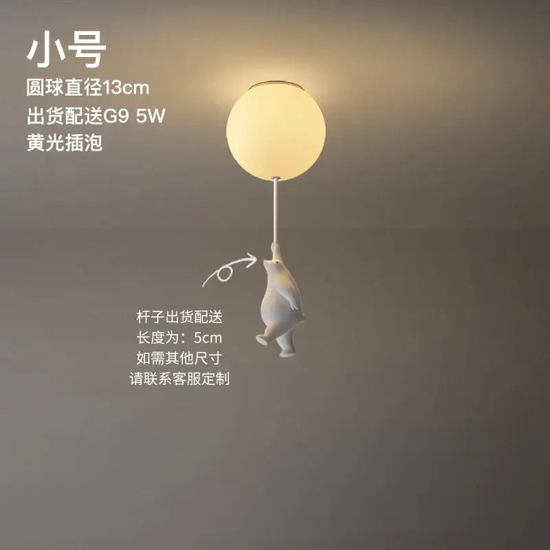 Modern white ceramic bear led ceiling light for kids bedroom