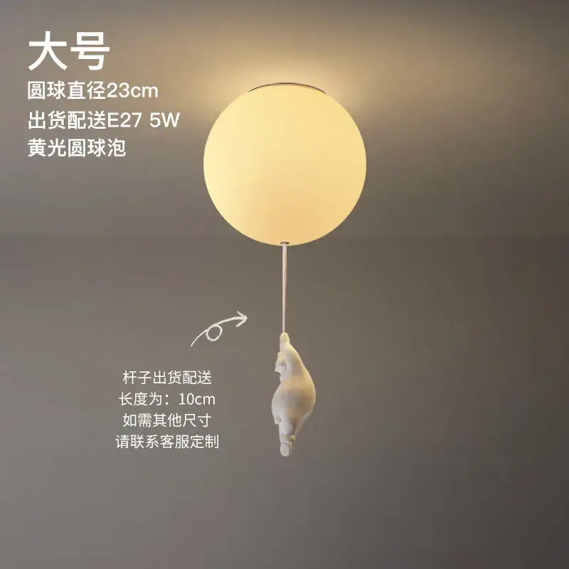 Modern white ceramic bear led ceiling light for kids bedroom