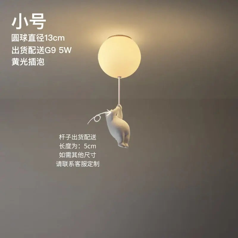 Modern white ceramic bear led ceiling light for kids bedroom