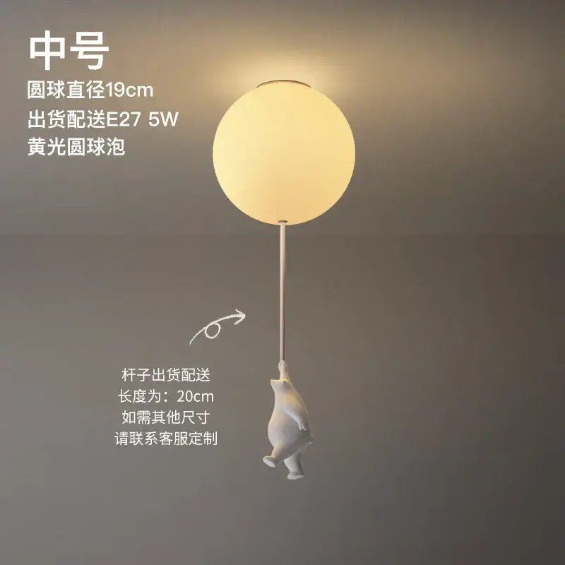 Modern white ceramic bear led ceiling light for kids bedroom