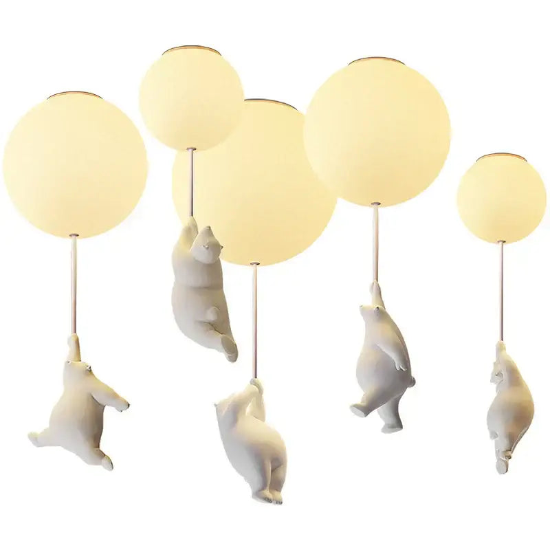 Modern white ceramic bear led ceiling light for kids bedroom