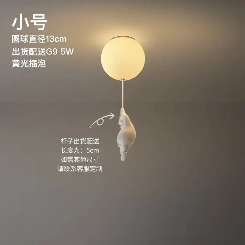 Modern white ceramic bear led ceiling light for kids bedroom
