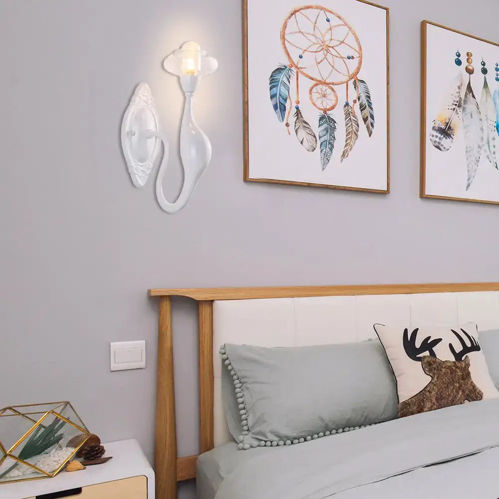 Modern white ceramic cloud sconce light bedroom clear glass oval