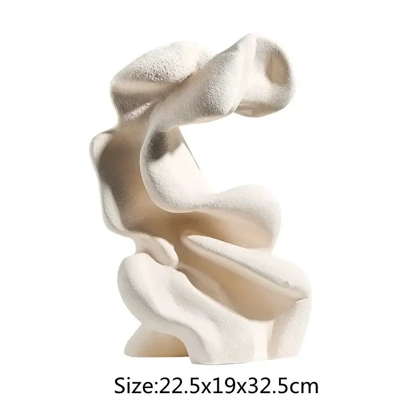 Modern white ceramic curl sculpture living room decor