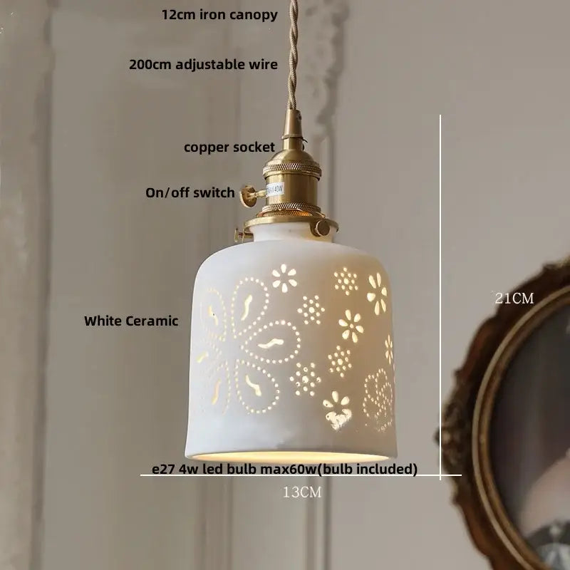Modern white ceramic flower pendant lamp kitchen led lighting
