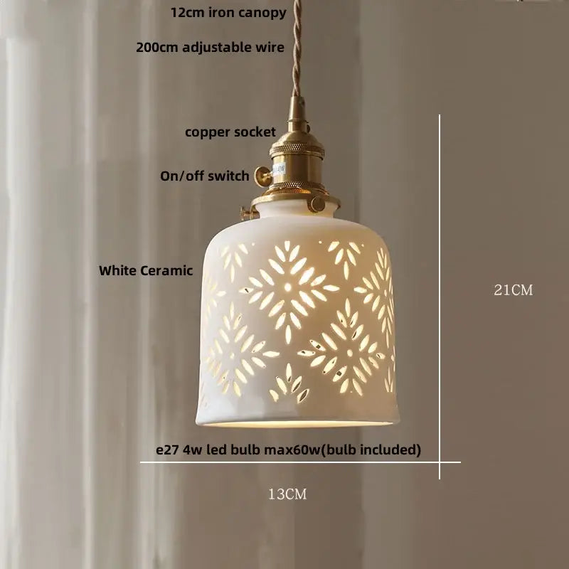 Modern white ceramic flower pendant lamp kitchen led lighting